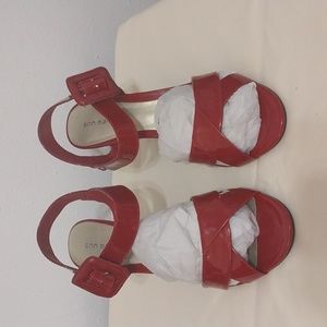 ANN Marino open toe Ankle Strap W/big buckle.Patent Leather. 4"Heels.